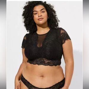 Torrid Short Sleeve Lace Bralette Crop Top